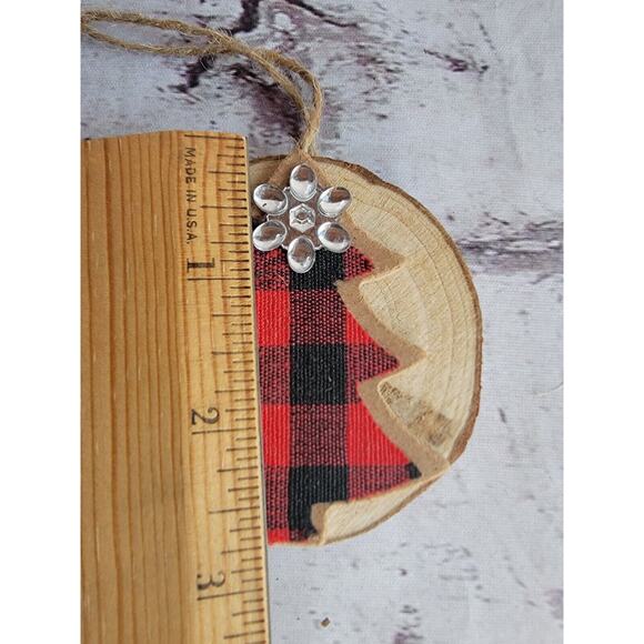 Handmade Country Rustic Red Buffalo Plaid Christmas Tree Ornament Lot 2 - Picture 5 of 5